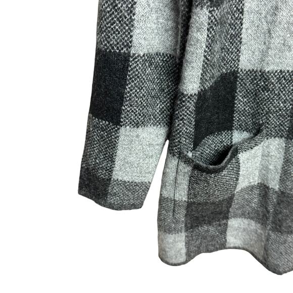 Adrienne Vittadini Wool Blend Longline Cardigan Sweater Gray Black Size Large - Picture 3 of 6